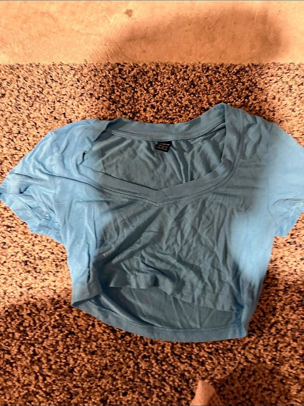 SHEIN Blue Cropped Short Sleeve Top Size Small Like New